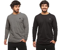 Kit com 02 camisetas longline masculina wooks oversized manga comprida wc2