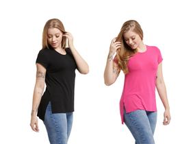 Kit com 02 camisetas plus size feminina t-shirt tampa bumbum mulet c8