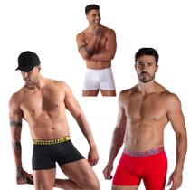 Kit Com 02 Cuecas Box Boxer Adulto Poliester Original Com Forro 100% Algodão