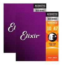 Kit Com 02 Encordoamentos Cordas Para Violão Aço Elixir 010