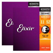 Kit Com 02 Encordoamentos Cordas Para Violão Aço Elixir 011 Kit Com 02 Encordoamentos Cordas Para Violão Aço Elixir 011