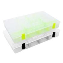 Kit com 02 Estojos para Iscas EP Fishing Grande (Verde e Preto, 17 divisórias)