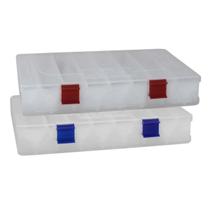 Kit com 02 Estojos para Iscas EP Fishing Transparente Duplo (Azul e Vermelho, 16 divisórias)