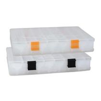 Kit com 02 Estojos para Iscas EP Fishing Transparente Duplo (Preto e Laranja, 16 divisórias) Kit com 02 Estojos para Iscas EP Fishing Transparente Duplo (Preto e Laranja, 16 divisórias)