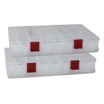 Kit com 02 Estojos para Iscas EP Fishing Transparente Duplo (Vermelho, 16 divisórias) Kit com 02 Estojos para Iscas EP Fishing Transparente Duplo (Vermelho, 16 divisórias)