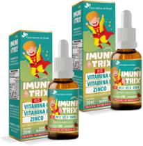 Kit Com 02 - ImuniTrix Kids (Vitamina C + D + Zinco) 30ml Sabor Morango Flora Nativa