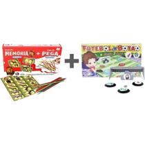 Kit Com 02 Jogos Pega Vareta C/21 + Jogo DA Memoria Animais + Futebol De Botão Com 2 Times Mini Toys
