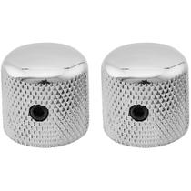 Kit Com 02 Knobs De Metal Cromado Para Contra Baixo e Guitarra