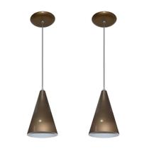 Kit com 02 Lustres Pendente de alumínio - Modelo cone - Ideal para Balcão Bancada Cabeceira de Cama