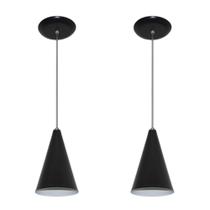 Kit com 02 Lustres Pendente de alumínio - Modelo cone - Ideal para Balcão Bancada Cabeceira de Cama