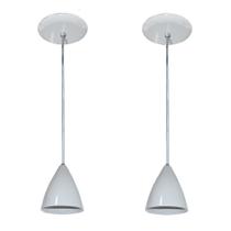 Kit Com 02 Lustres Pendentes De Aluminio - 17cm x 13cm - Branco Kit Com 02 Lustres Pendentes De Aluminio - 17cm x 13cm - Branco