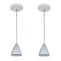 Kit Com 02 Lustres Pendentes De Aluminio - 17cm x 13cm - Branco Kit Com 02 Lustres Pendentes De Aluminio - 17cm x 13cm - Branco