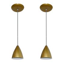 Kit Com 02 Lustres Pendentes De Aluminio - 17cm x 13cm - Dourado Kit Com 02 Lustres Pendentes De Aluminio - 17cm x 13cm - Dourado
