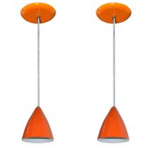 Kit Com 02 Lustres Pendentes De Aluminio - 17cm x 13cm - Laranja