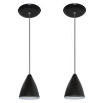 Kit Com 02 Lustres Pendentes De Aluminio - 17cm x 13cm - Preto Kit Com 02 Lustres Pendentes De Aluminio - 17cm x 13cm - Preto