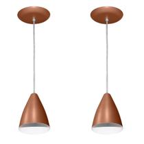 Kit Com 02 Lustres Pendentes De Aluminio - 17cm x 13cm - Rose Gold / Cobre Kit Com 02 Lustres Pendentes De Aluminio - 17cm x 13cm - Rose Gold / Cobre