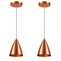 Kit Com 02 Lustres Pendentes De Aluminio - 17cm x 13cm - Rose Gold / Cobre Kit Com 02 Lustres Pendentes De Aluminio - 17cm x 13cm - Rose Gold / Cobre