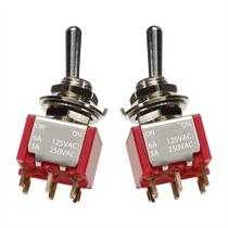 Kit Com 02 Mini Chaves Dpdt Toggle Switch 2 Vias 6 Polos ON/ON