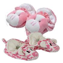 Kit Com 02 Pares De Pantufas Infantis Rosa Tam RN Zip Toys