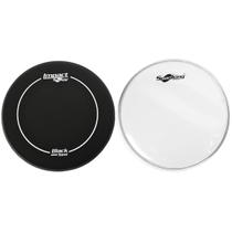 Kit com 02 Peles para Caixa de Bateria de 10 polegadas Ataque Porosa Preta + Resposta Transparente da Spanking