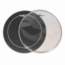 Kit com 02 Peles para Caixa de Bateria de 13 polegadas Ataque Porosa Preta + Resposta Transparente da Spanking