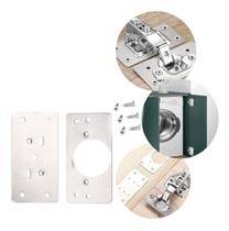 Kit Com 02 Placa De Reparo Para Consertar Dobradiça Armário Mdf + 12 Parafusos