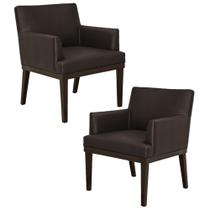 Kit com 02 Poltronas Decorativa Vitória material sintético Tabaco - Jm Estofados Kit com 02 Poltronas Decorativa Vitória material sintético Tabaco - Jm Estofados