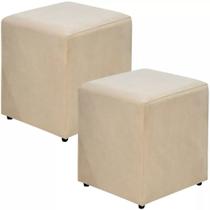 Kit Com 02 Puffs E Box Suede Bege 50x35x35 Kit Com 02 Puffs E Box Suede Bege 50x35x35