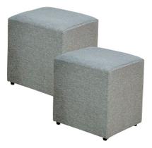 Kit Com 02 Puffs E Box Suede Cinza 50x35x35 Kit Com 02 Puffs E Box Suede Cinza 50x35x35