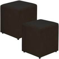 Kit Com 02 Puffs E Box Suede Preto 50x35x35 Kit Com 02 Puffs E Box Suede Preto 50x35x35