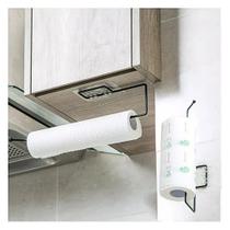 Kit com 02 Suporte Adesivo Porta Papel Toalha Alumínio Preto