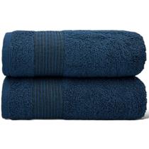 Kit Com 02 Toalha De Banho Azul Marinho - Gigante / Banhão - Tomie - 78x160cm- LMpeter