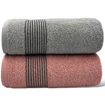 Kit Com 02 Toalha De Banho Cinza Claro/Pêssego - Gigante / Banhão - Tomie - 78x160cm- LMpeter