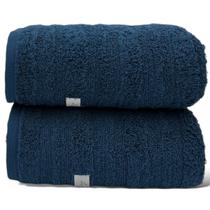 Kit Com 02 Toalha de Banho Grande e Grossa - Loft - Azul Marinho - 72x140cm - (Volume extra) LMpeter
