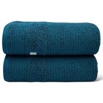 Kit Com 02 Toalhas De Banho Gigante / Banhão - Maria Tereza - Azul Petroleo -72x150cm- LMpeter