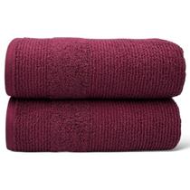 Kit Com 02 Toalhas De Banho Gigante / Banhão - Maria Tereza - Vinho -72x150cm- LMpeter