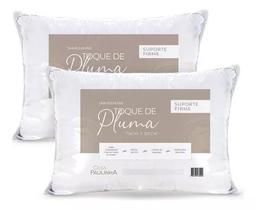 Kit com 02 Travesseiro Alto Toque De Pluma Suporte Firme 70x50cm Algodão 54% Macio e Resistente - Casa Paulinha