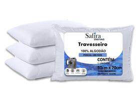 Kit Com 02 Travesseiro Percal 180 Fios Algodão Fibra Siliconada Extra Macio Antialergico 50x70cm