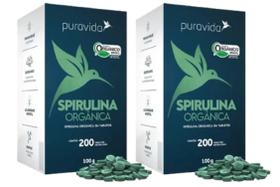 Kit com 02 Unidades de Spirulina Premium Orgânica de 500 mg com 200 Tabletes de 100g - Pura Vida