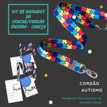 Kit com 02 unidades do Crachá e Cordão de Identificação AUTISMO - QUEBRA-CABEÇA