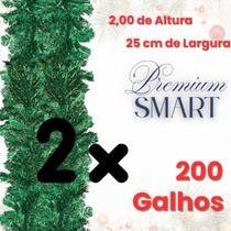 Kit com 02 Unidades Festão Aramado Verde Grosso 180 200 300 Galhos para Decoração Natalina Ramificado Premium