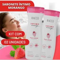 Kit Com 02 Unidades. Sabonete Líquido Intimo Feminino Morango Racco, 210ml