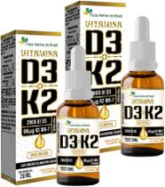 Kit Com 02 - Vitamina D3 + K2 Em Gotas Sabor Laranja 20ml Flora Nativa