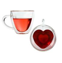 Kit com 02 Xícara Café Cafezinho Parede Dupla Coração