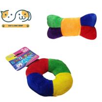 Kit com 02un Pelúcia Plush Rosquinha e Ossinho Para Cães