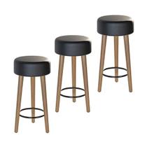 Kit Com 03 Banco Banqueta Pés Palito Paris Napa Preto - Salaone Kit Com 03 Banco Banqueta Pés Palito Paris Napa Preto - Salaone