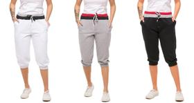 Kit com 03 Bermudas de Moletom Feminina Saruel Skinny
