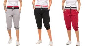 Kit com 03 Bermudas de Moletom Feminina Saruel Skinny