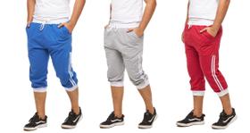 Kit com 03 bermudas de moletom masculina jogging treino hip hop dance Kit com 03 bermudas de moletom masculina jogging treino hip hop dance