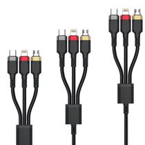 Kit com 03 Cabos 3 em 1 Lightning Type-C e Micro USB V8 3.1A